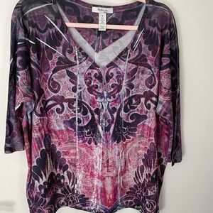 Style & Co Women’s 3/4 top with sequins 1X